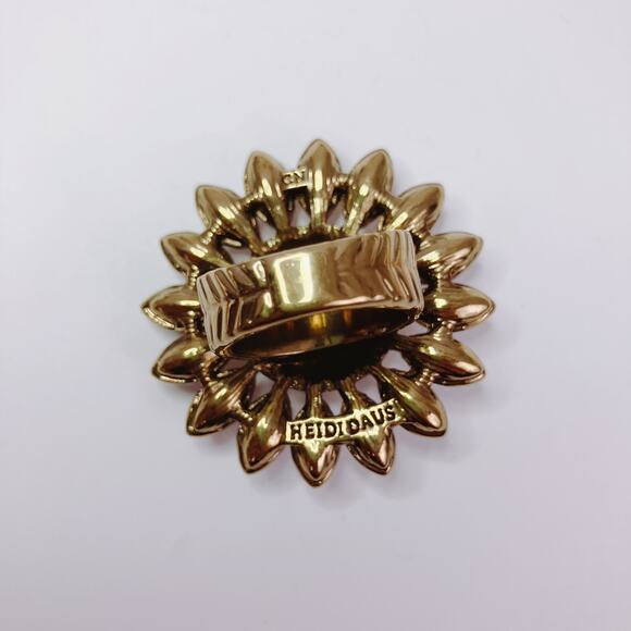 Heidi Daus Divine Miss Daisy Blush Swarovski Crystal Flower Cocktail Ring Size 7 - Picture 12 of 14